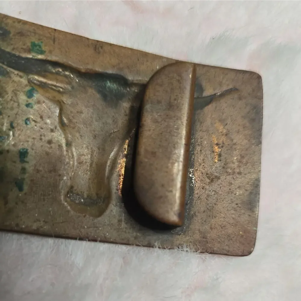 Copper Toned Vintage Bull Longhorn Belt Buckle Western Steer Head Vintage